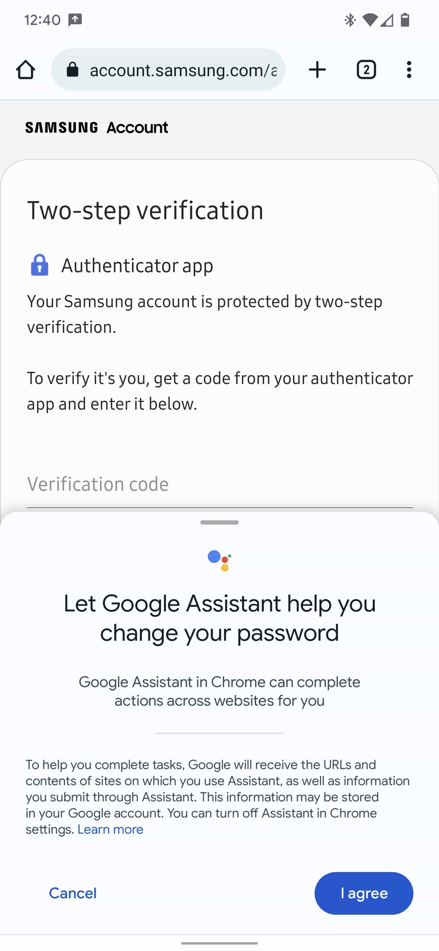 Google Assistant change passwords