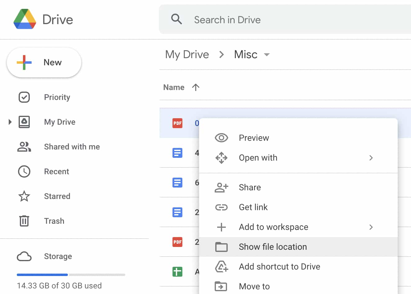 Google Drive file location