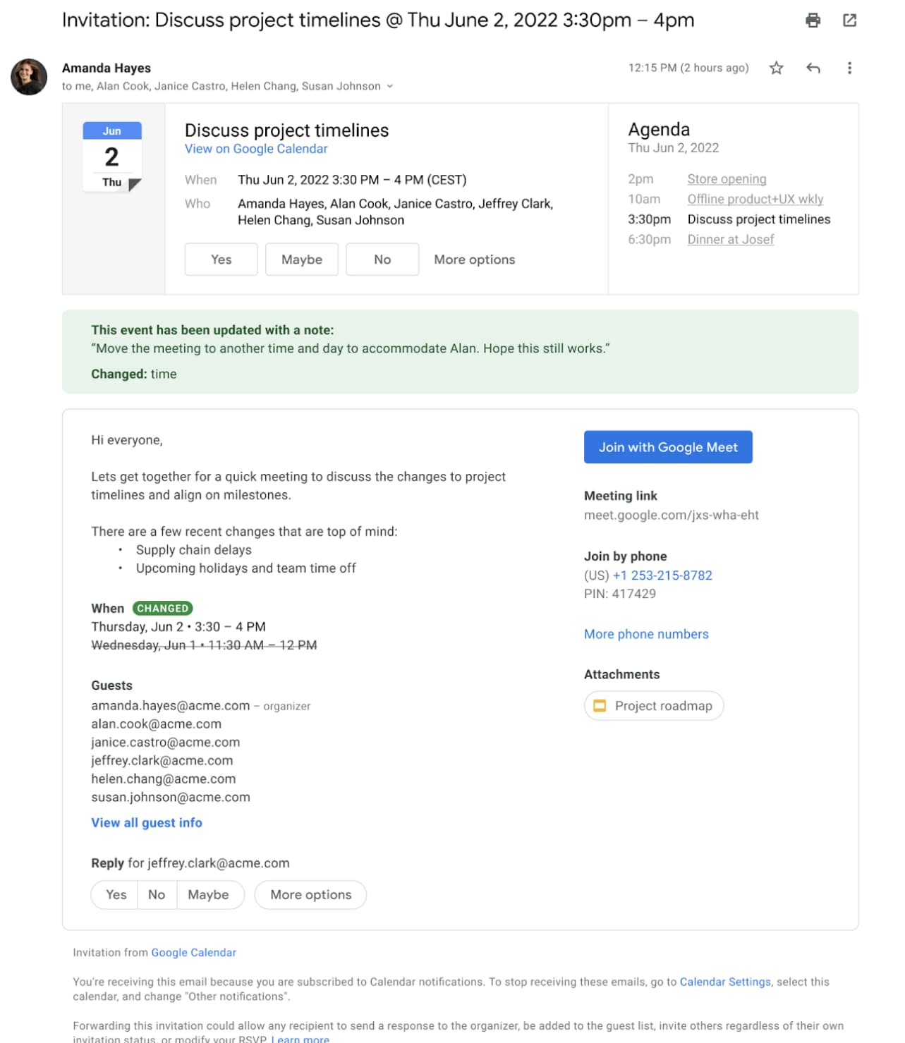Google Calendar invite redesign