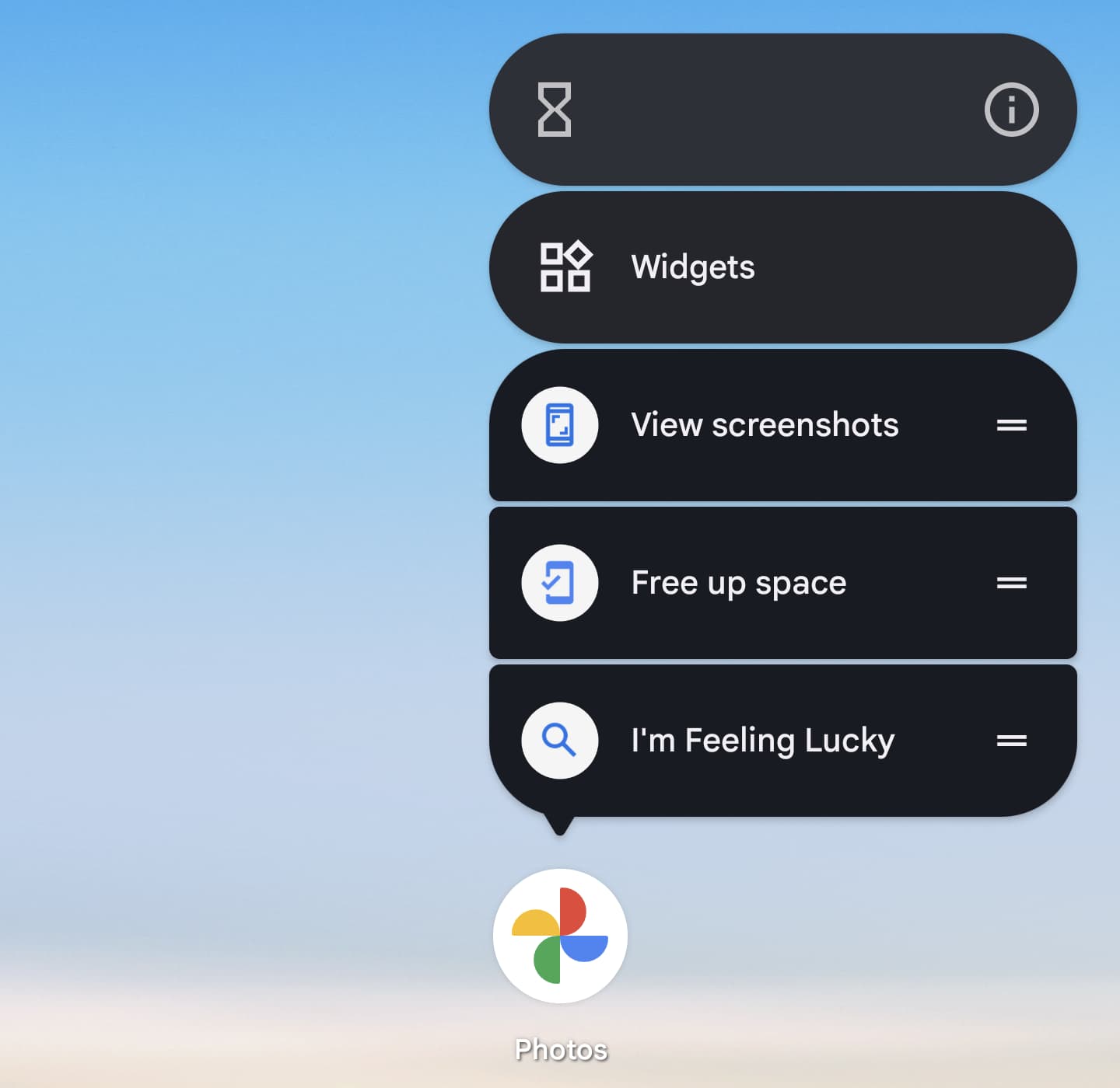 Google Photos screenshots shortcut
