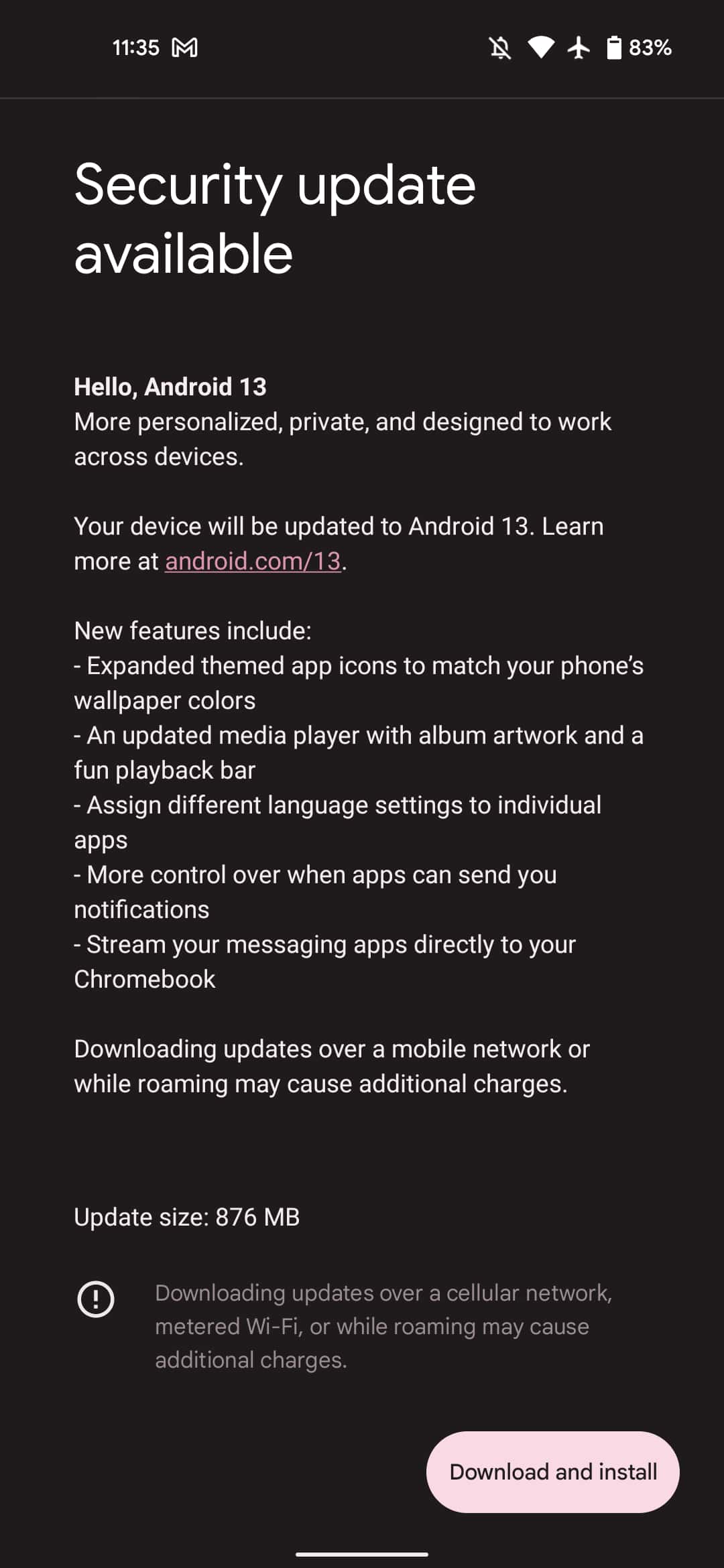 Android 13 Pixel update