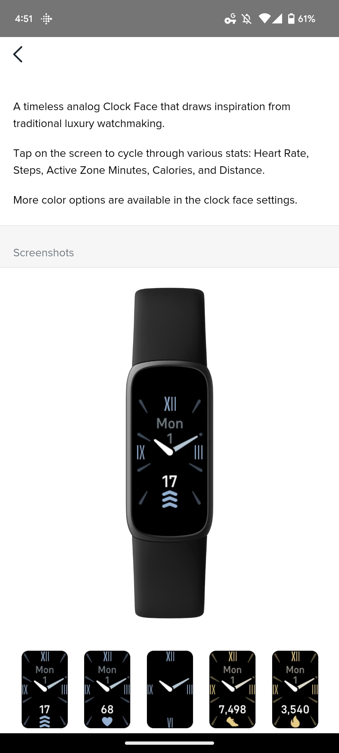 Fitbit Luxe new clock