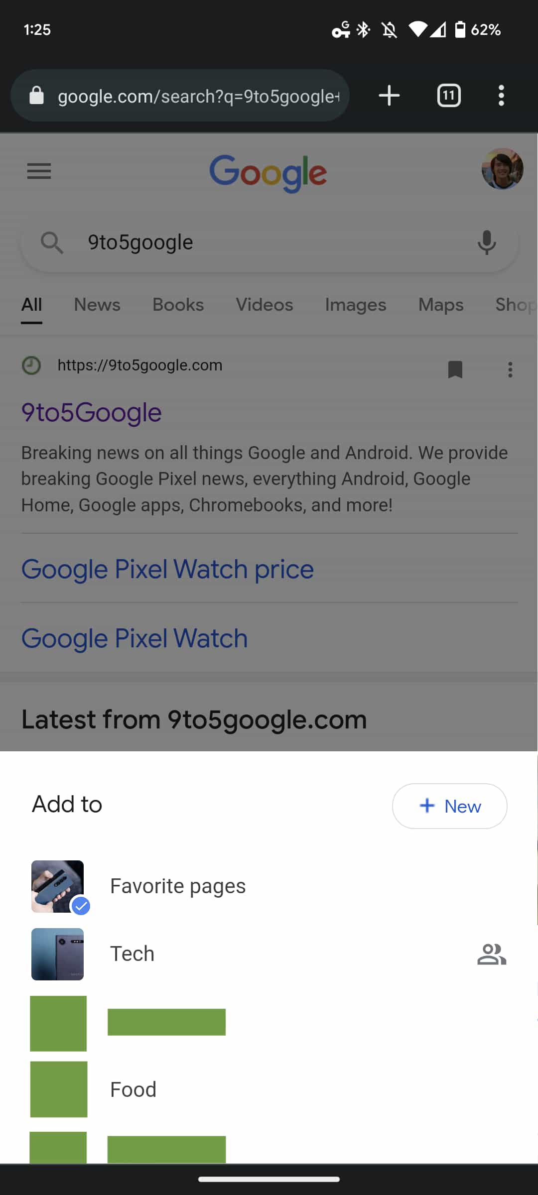 Google Search bookmark