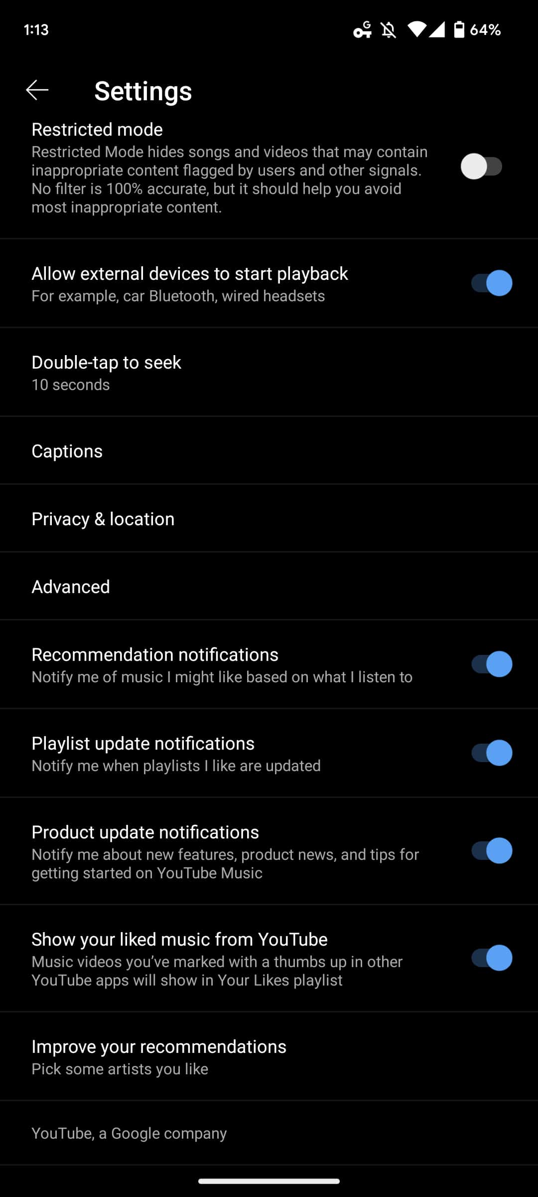 YouTube Music location recommendations
