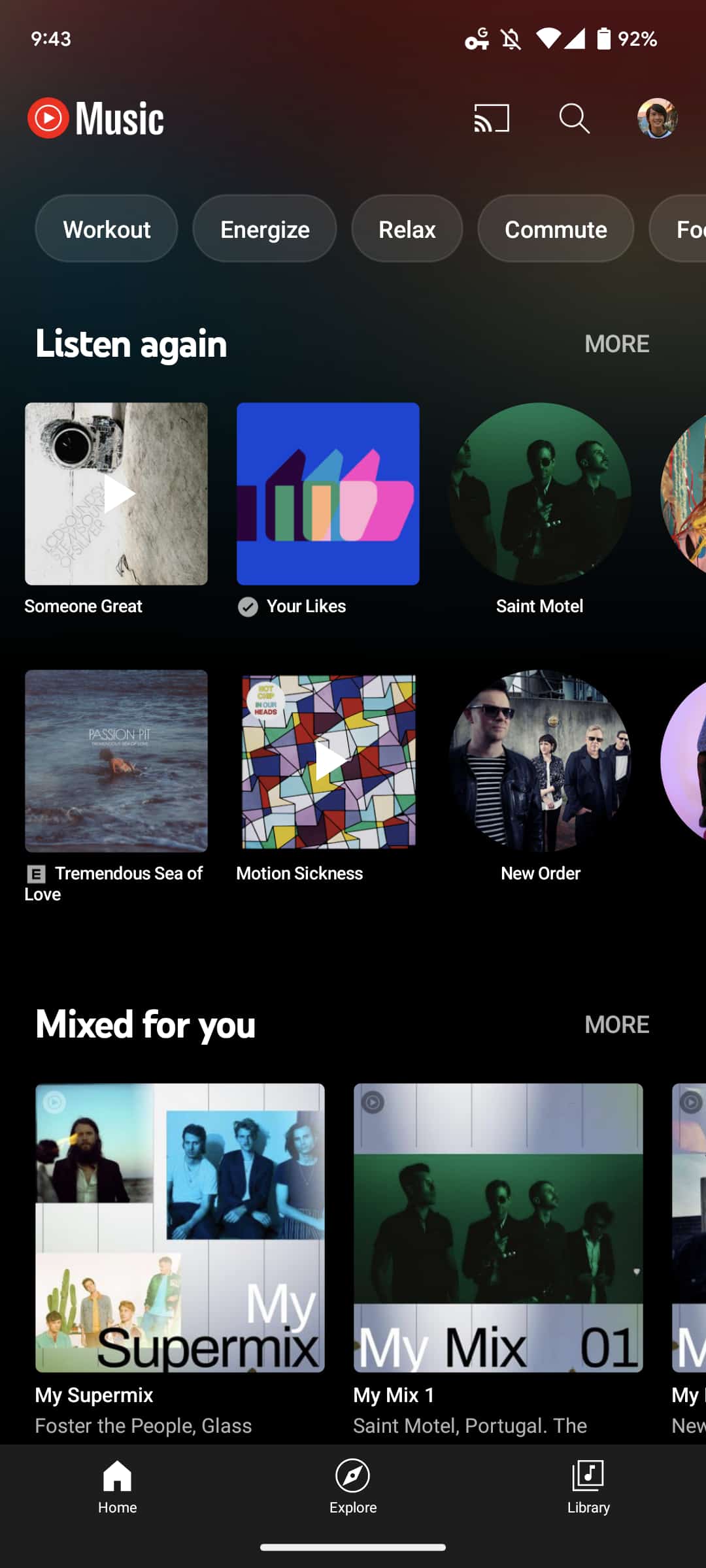 YouTube Music more Listen again