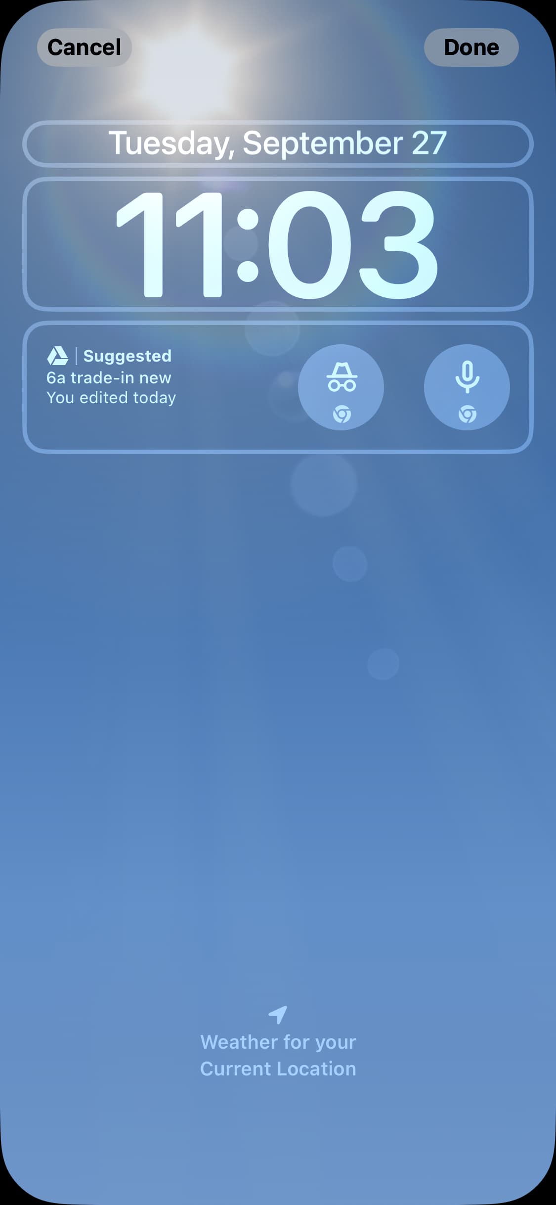 Chrome Lock screen widget