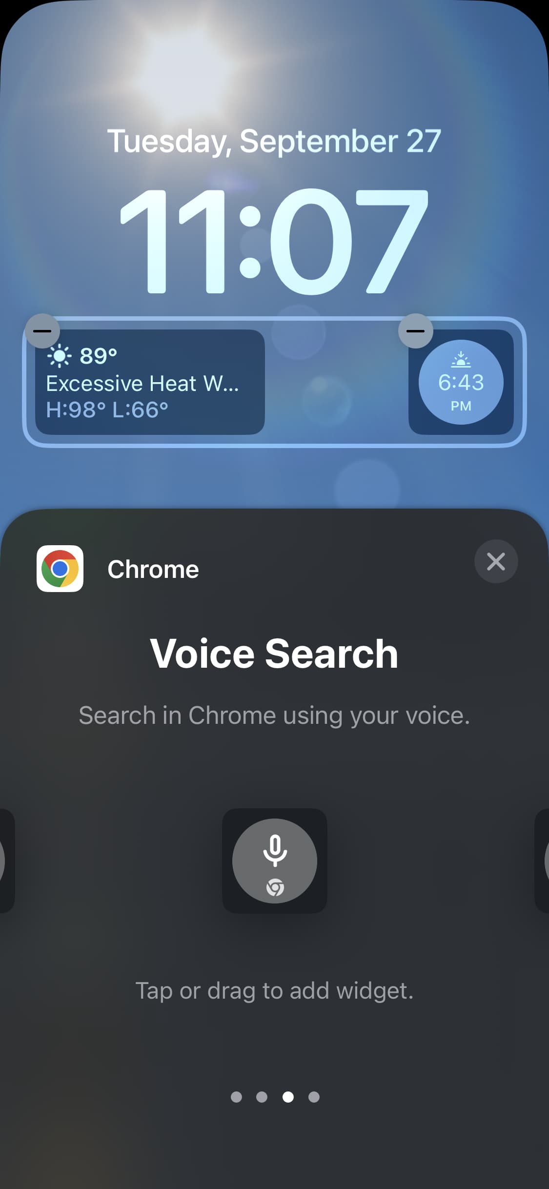 Chrome Lock screen widget