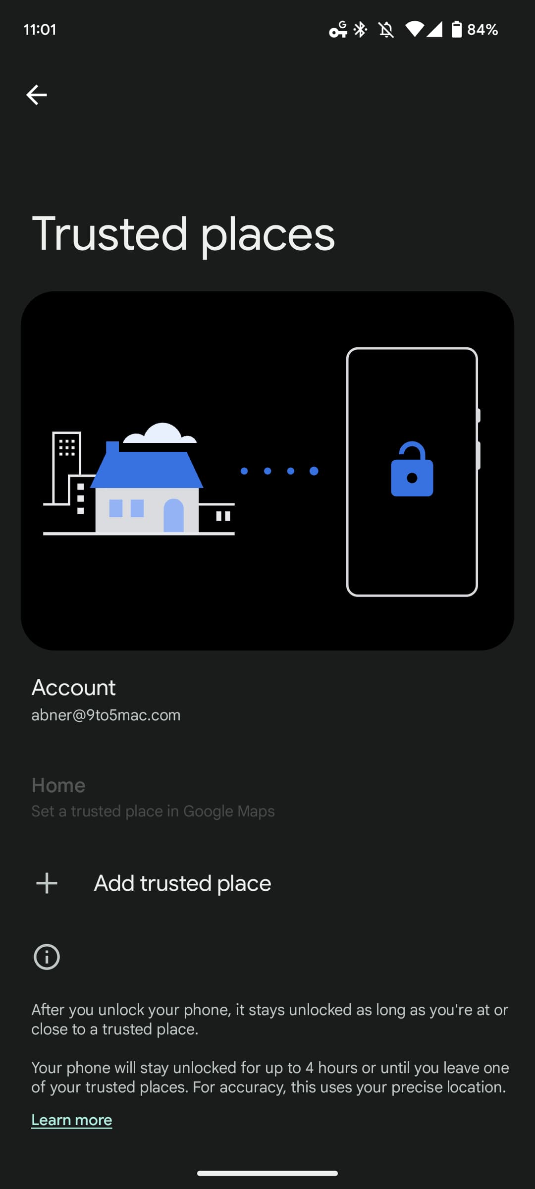 Smart Lock Trusted places