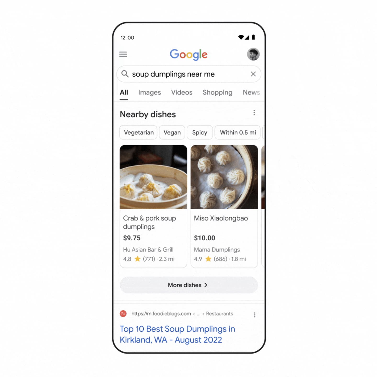 Google Search Nearby dishes