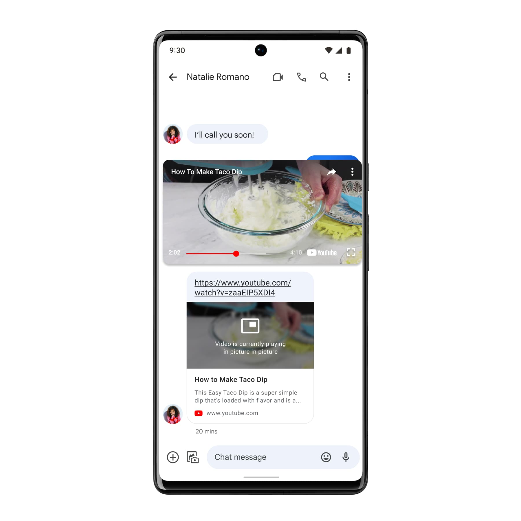 Google Messages YouTube PiP