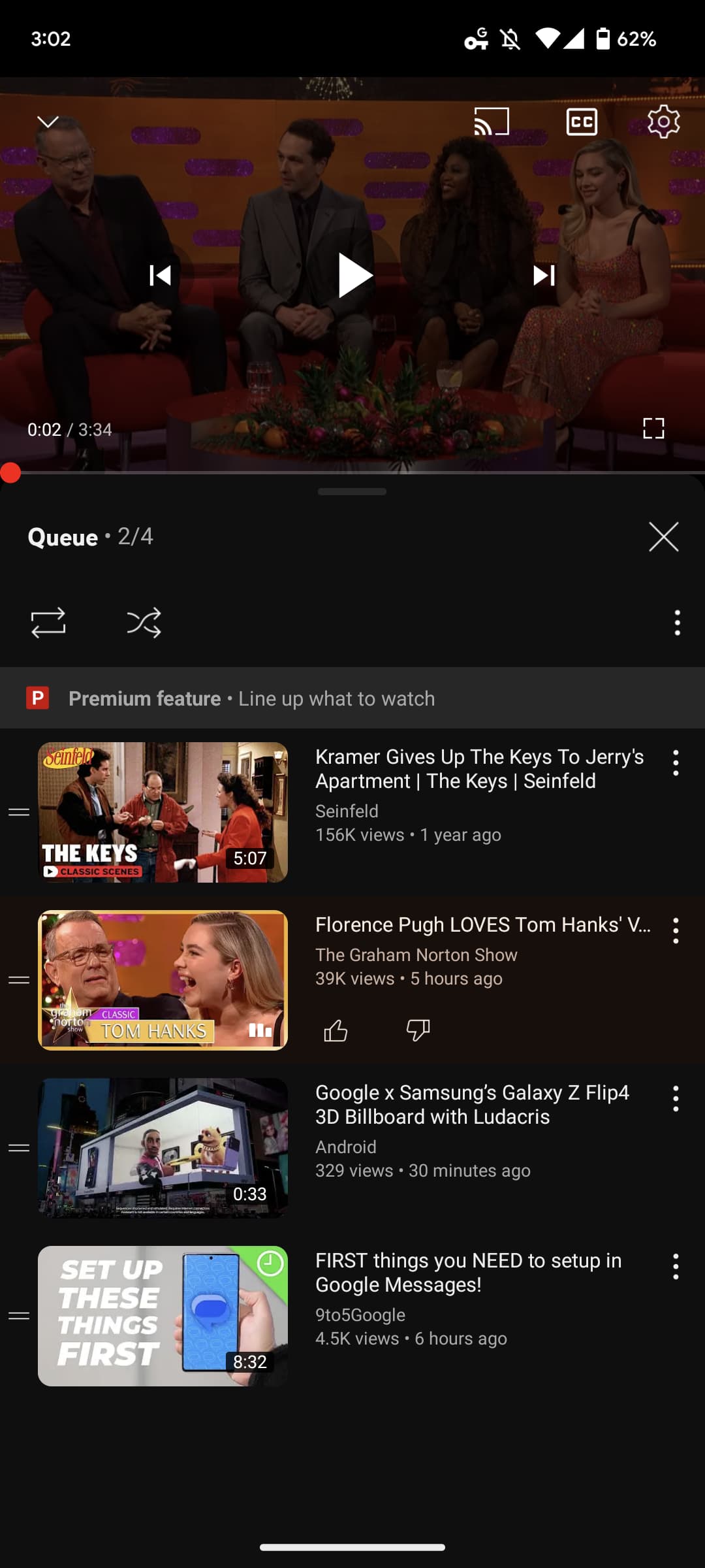 YouTube queue Android iOS