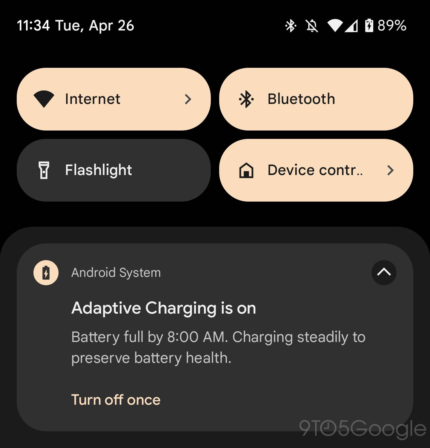 Pixel Adaptive Charging notification