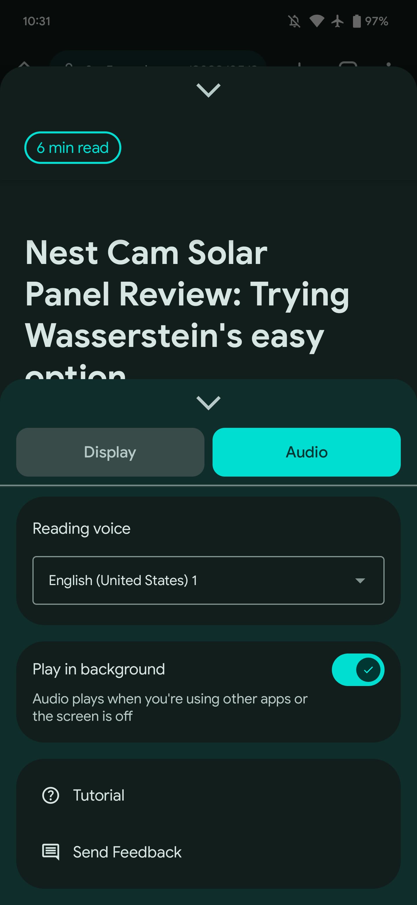 Android Reading mode background