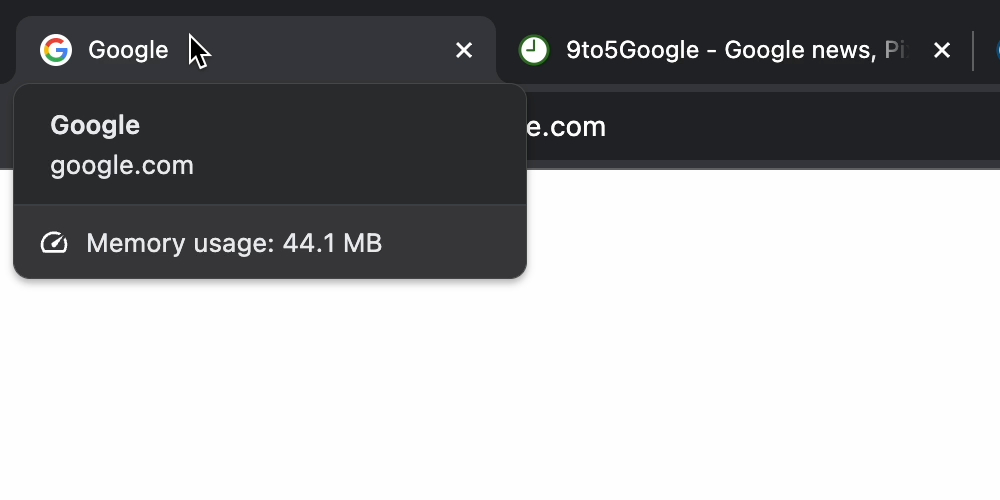 Chrome tab memory usage