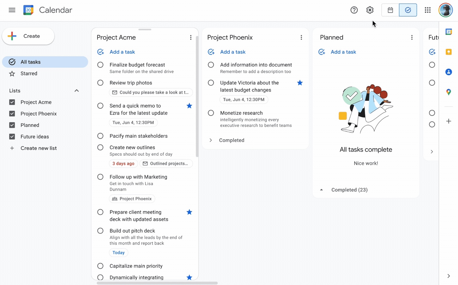 Google Tasks Calendar web 