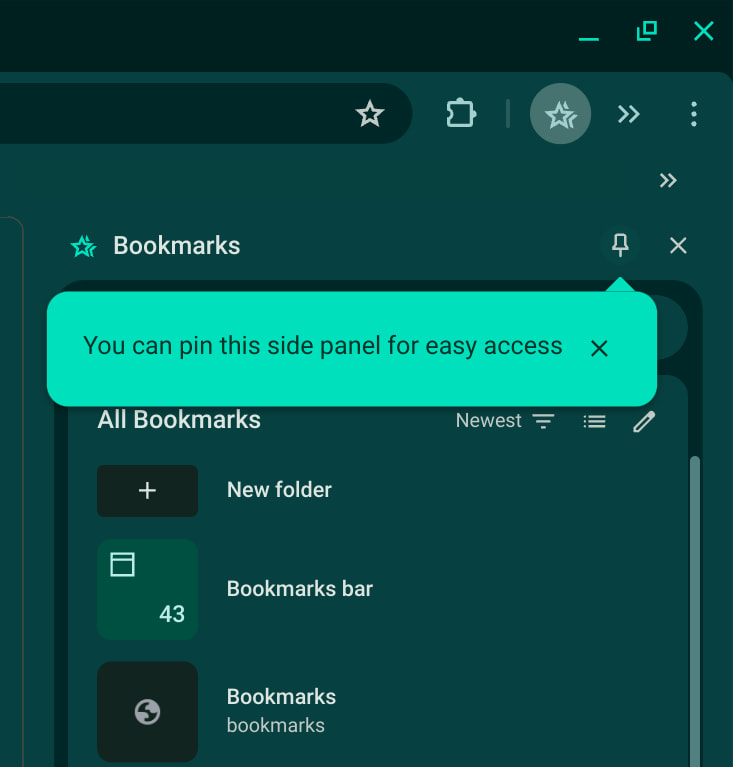 Chrome side panel button
