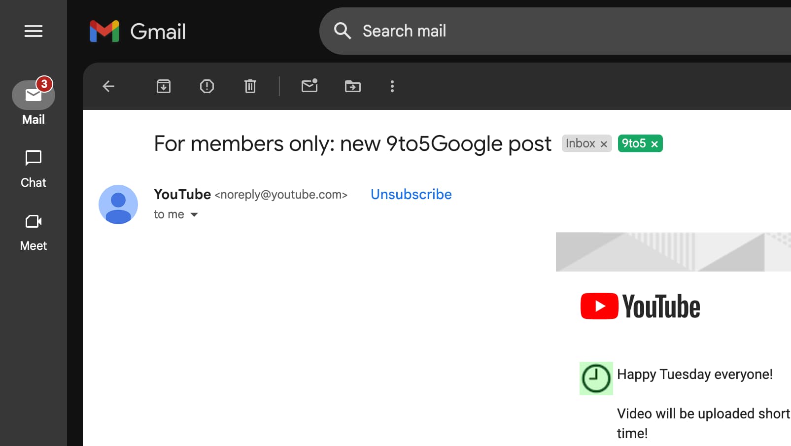Gmail simple toolbar