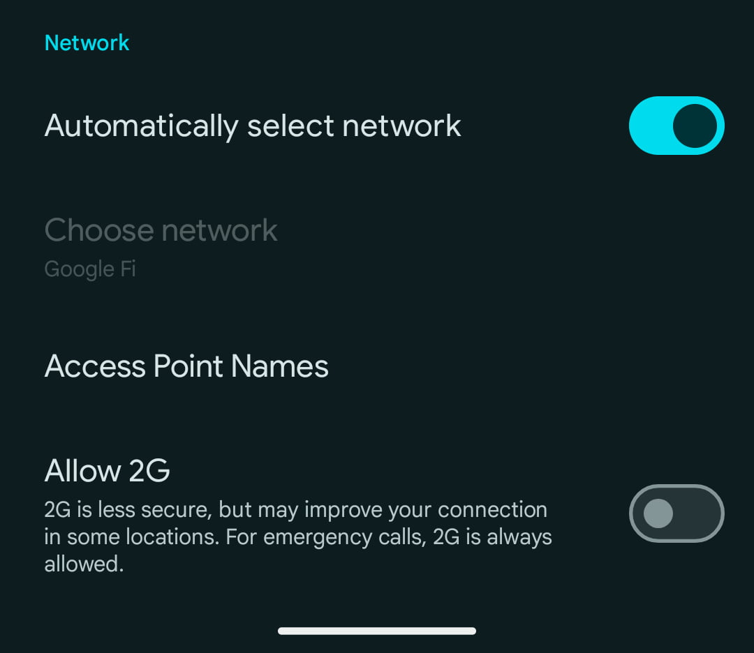 Android disable 2G