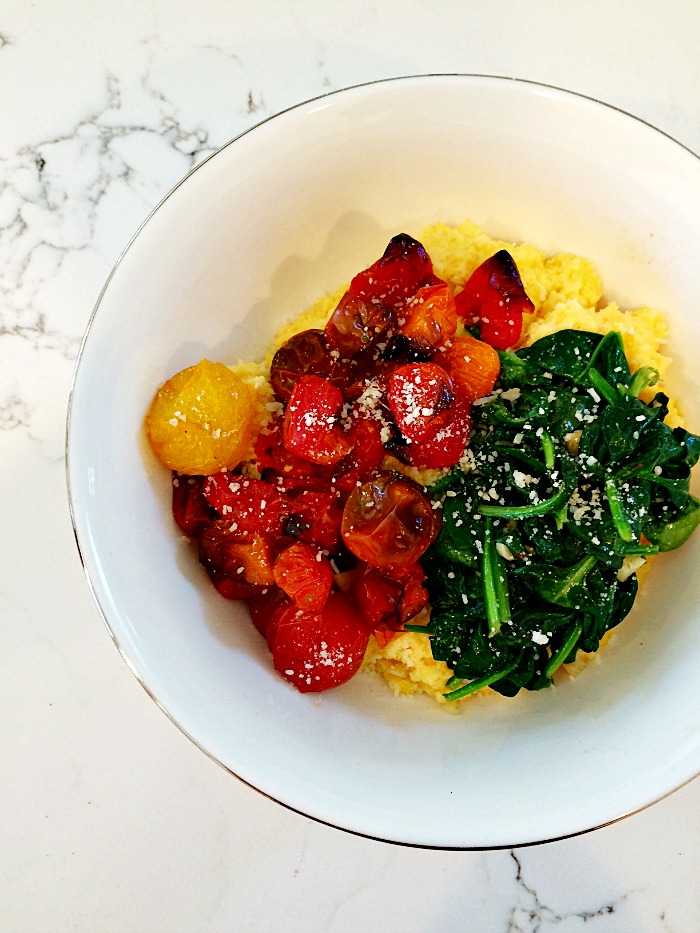 Goat Cheese Polenta Recipe with Blistered Tomatoes