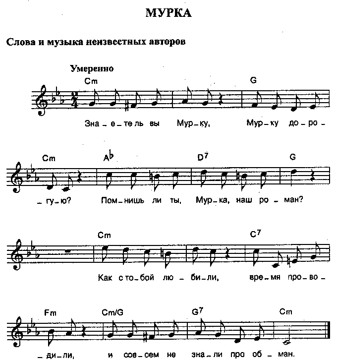 Неизв. авторы Мурка (с нотами)