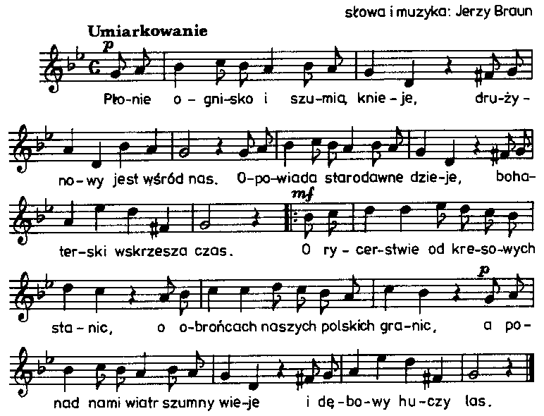 Sł. i muz. J. Braun Płonie ognisko (z nutami)