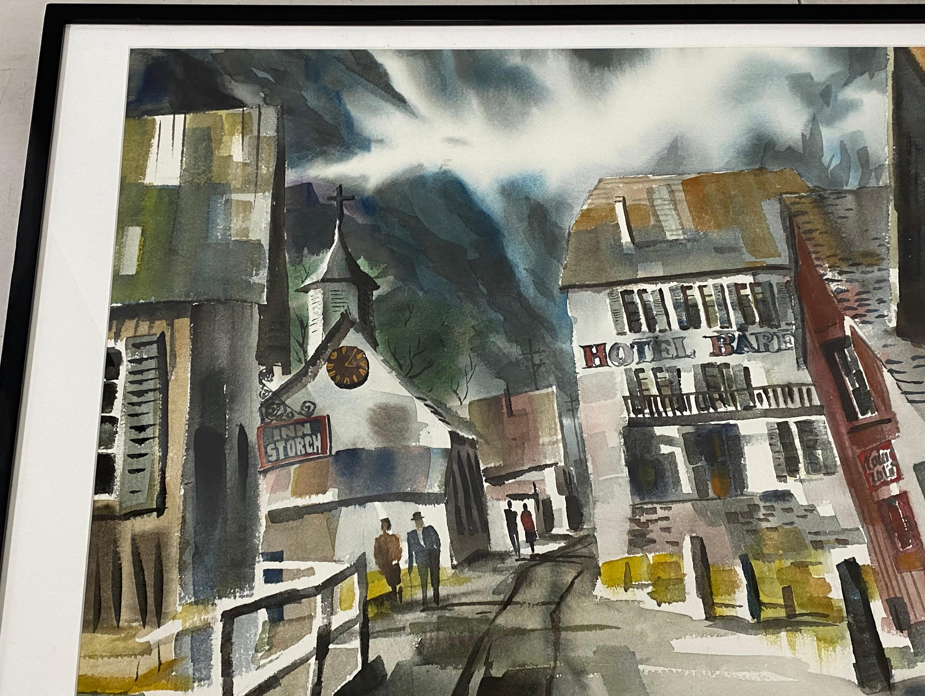 William Jack Laycox Jack Laycox "Alpine Church" Original Watercolor c