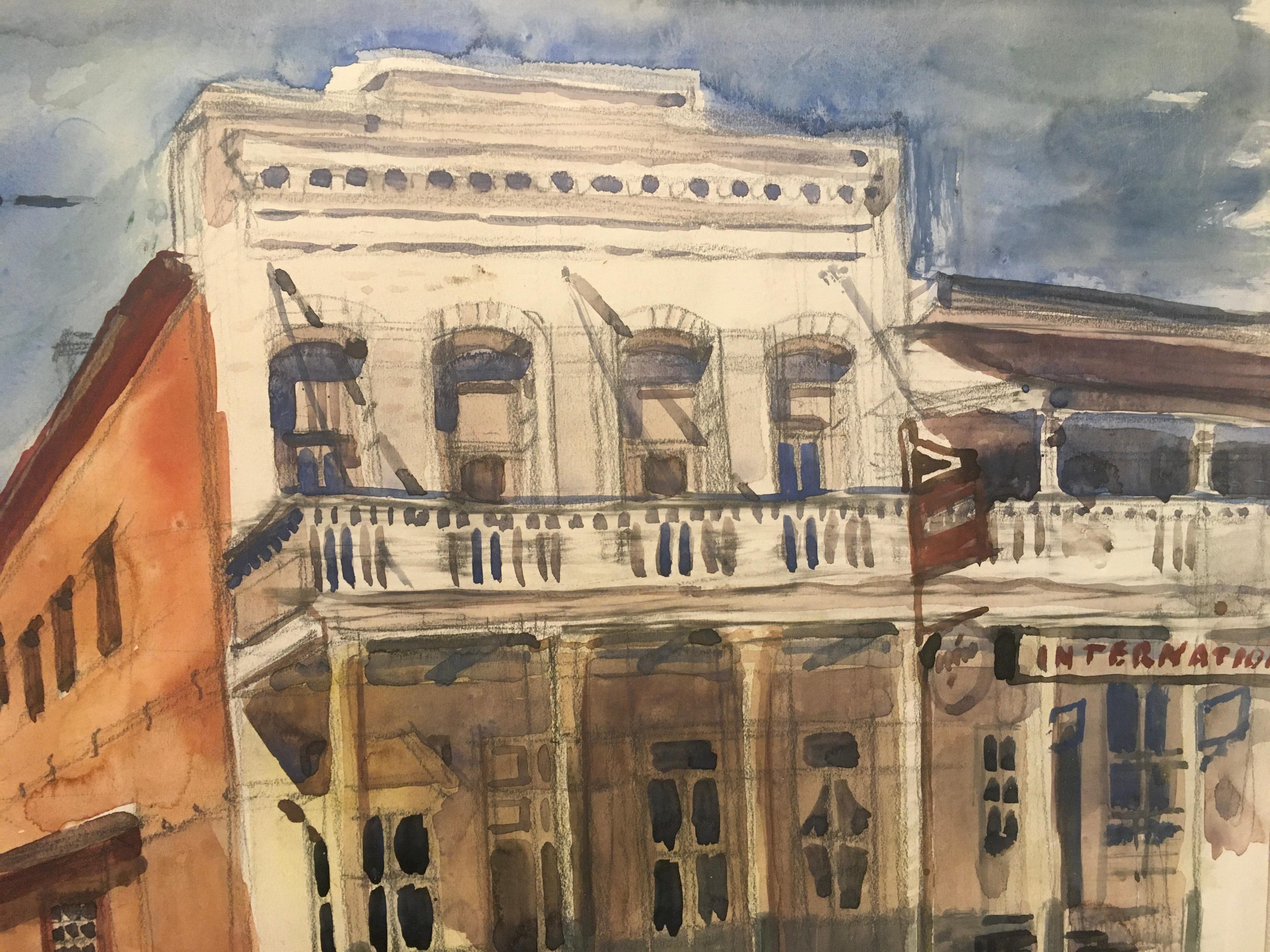 Palgrave Holmes Coates 'Historic Downtown, ' by Palgrave Holmes Coates, Watercolor on Paper