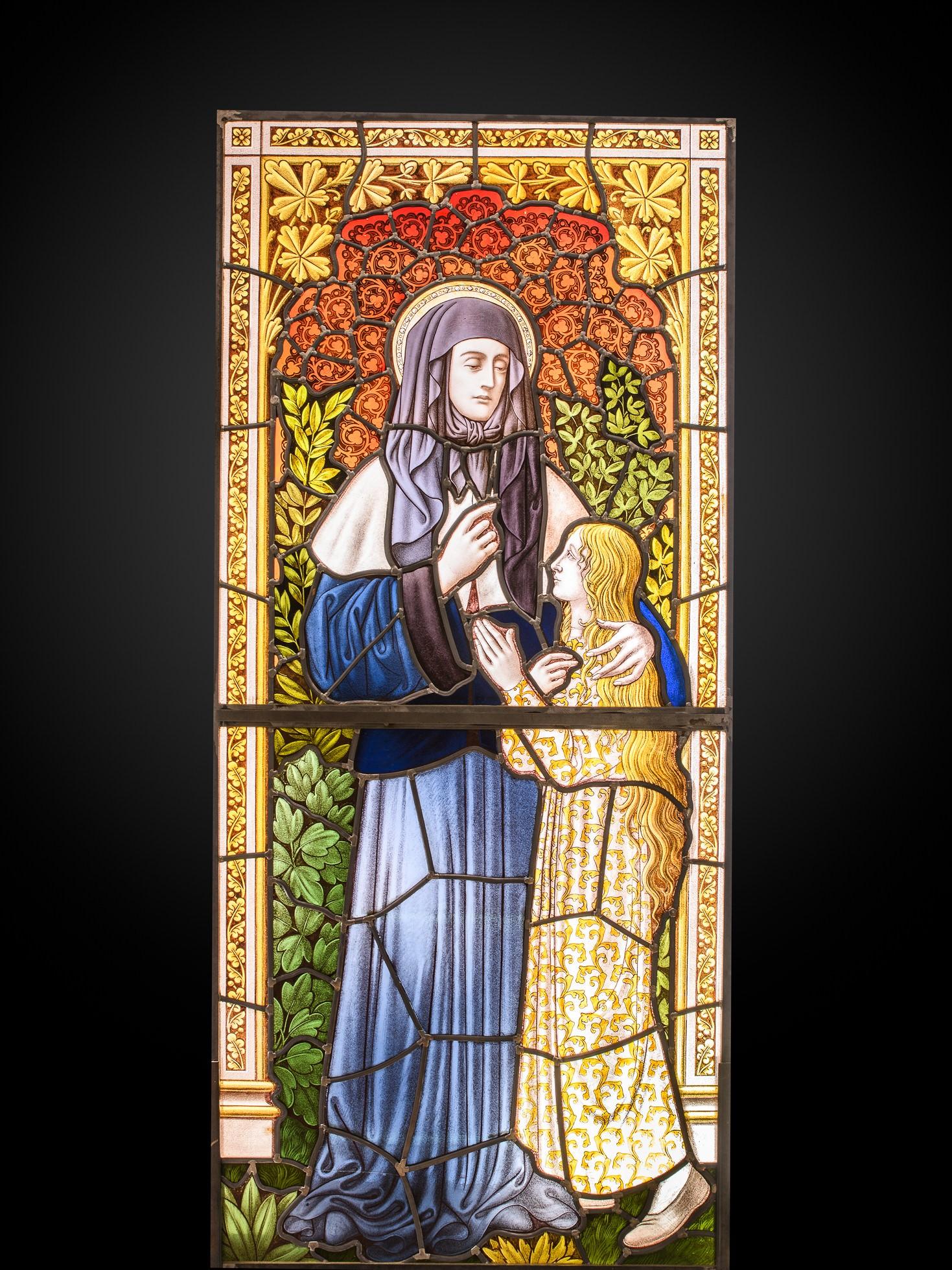 Unknown NeoGothic Stained Glass Window with St. John Berchmans. For