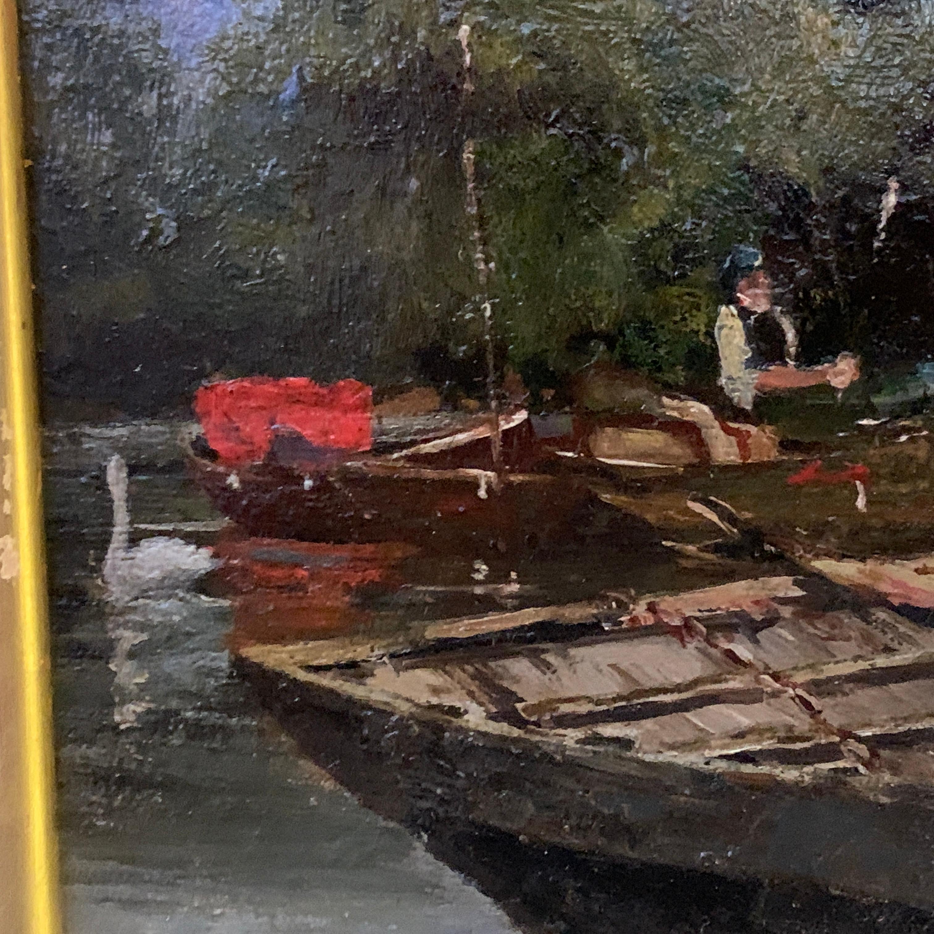 Richard Hamilton Chapman Antique English river landscape with figures