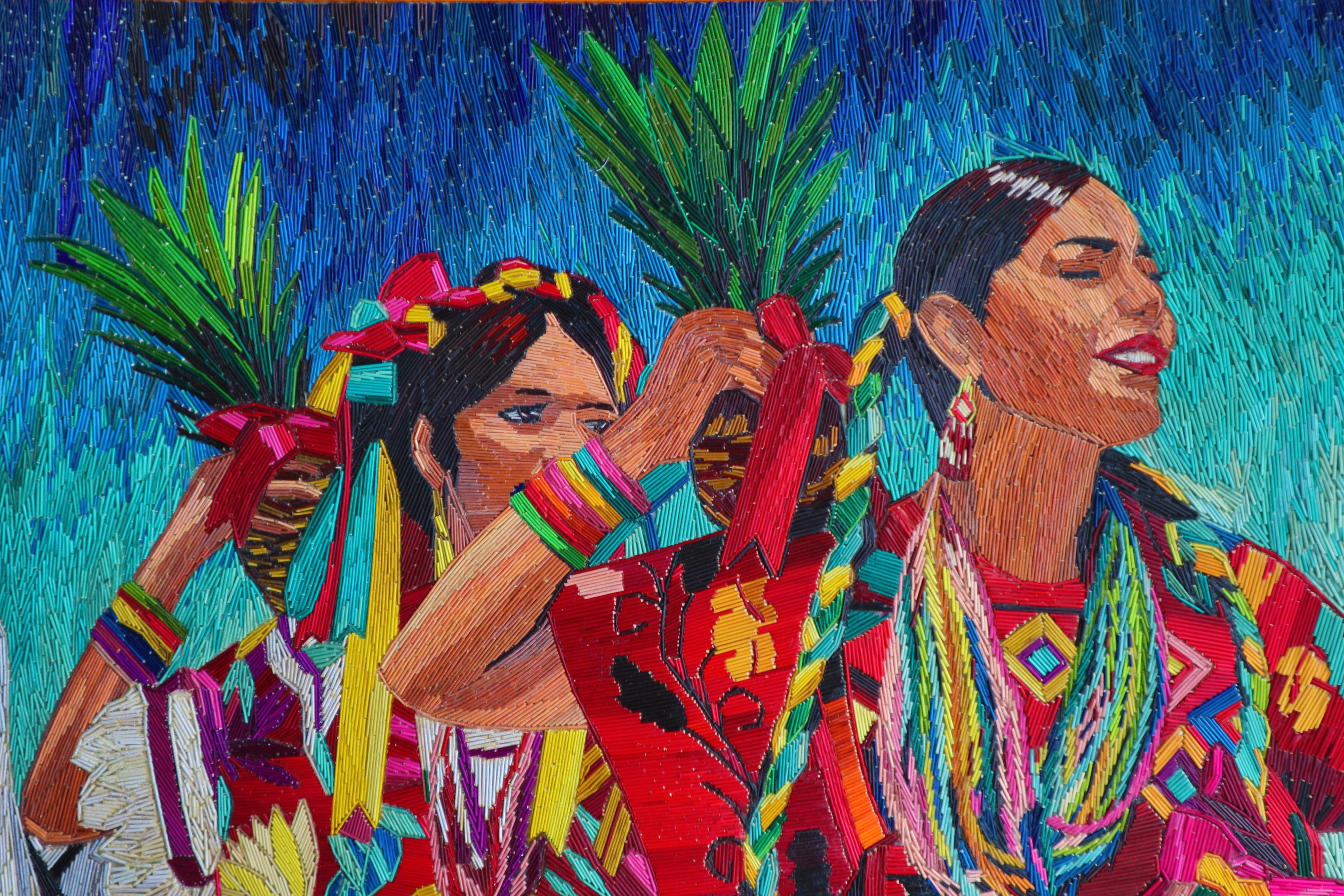 Ariosto Rivera El Baile de la Piña Natural Dyed Straw Mexican