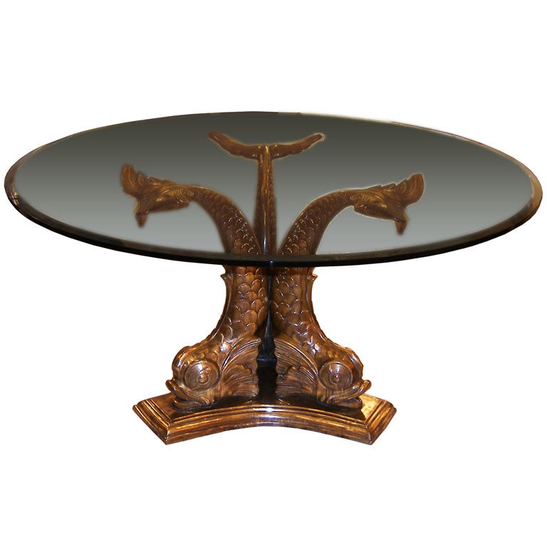 Italian Bronze Table with Glass Top C. 1940's at 1stdibs