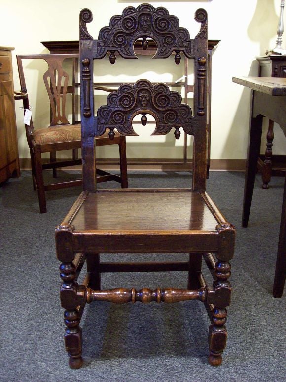 Antique Oak Hall Chair at 1stDibs