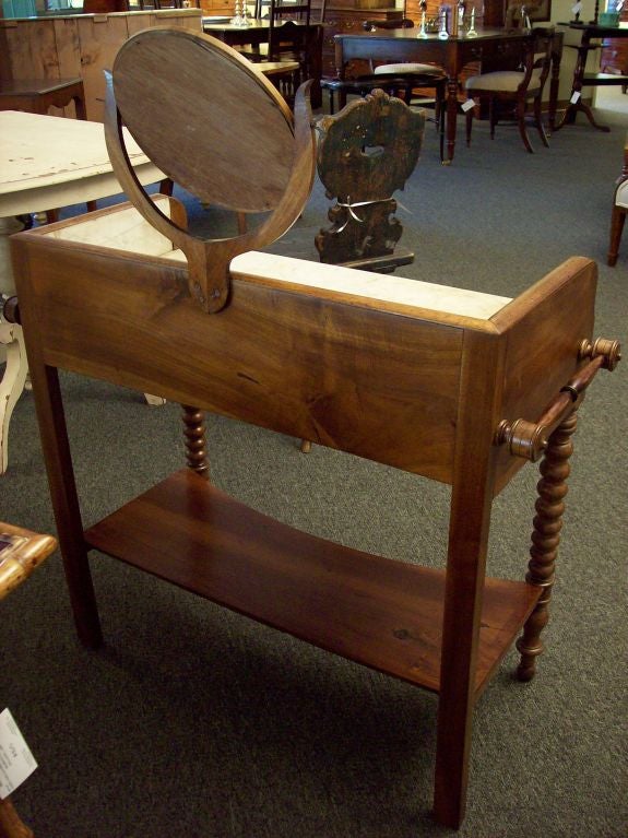 Antique French Washstand with Marble Top and Mirror at 1stDibs