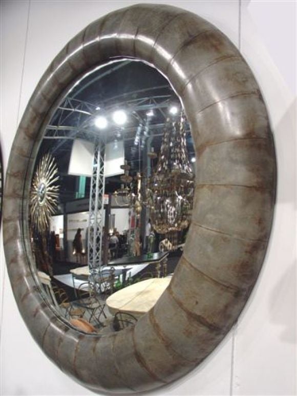 2 Large Round Mirrors in Zinc For Sale at 1stDibs