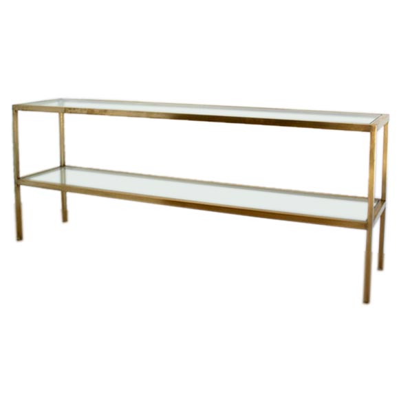 Long Brass and Glass Console Table at 1stDibs