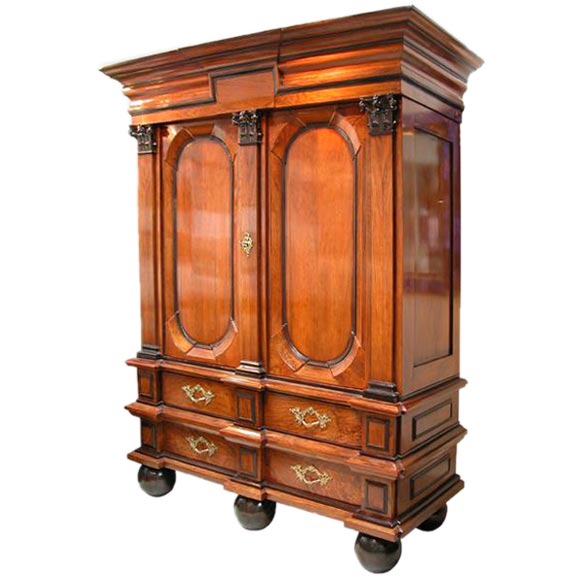 A Massive Dutch Baroque Walnut TwoDoor Armoire with Ebonized Highlights at 1stDibs