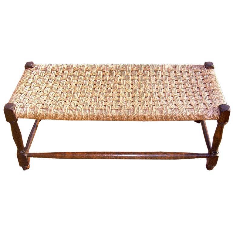 An English Woven Rope Oak Bench at 1stdibs