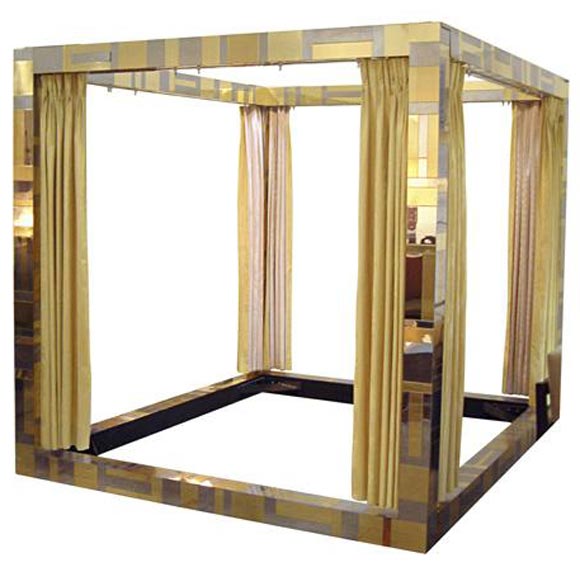 Vintage Canopy Bed Curtains 3 For Sale on 1stDibs