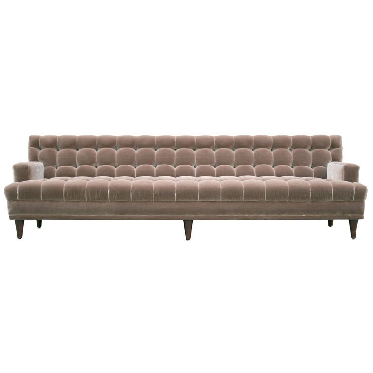 Mid Century Tufted Velvet Sofa at 1stDibs