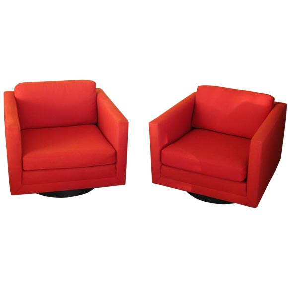 Pair of Fab 60's Swivel Tub Chairs By Leon Rosen for Pace at 1stDibs