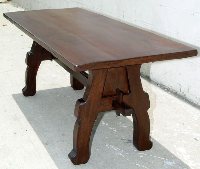 Trestle Table in Vintage Oak, Built to Order For Sale at 1stDibs
