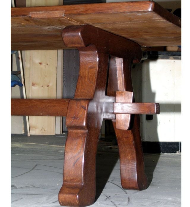 Trestle Table in Vintage Oak, Built to Order For Sale at 1stDibs