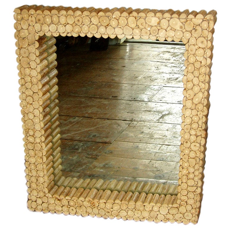 Wood Peg Framed Mirror at 1stDibs