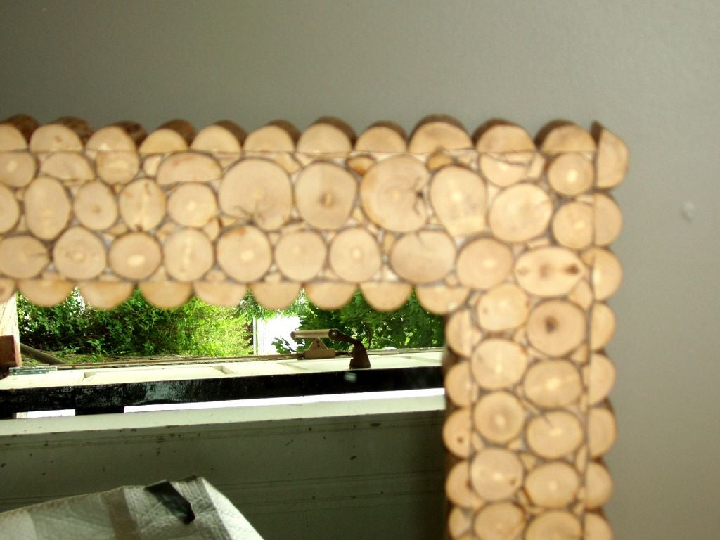 Wood Peg Framed Mirror at 1stDibs