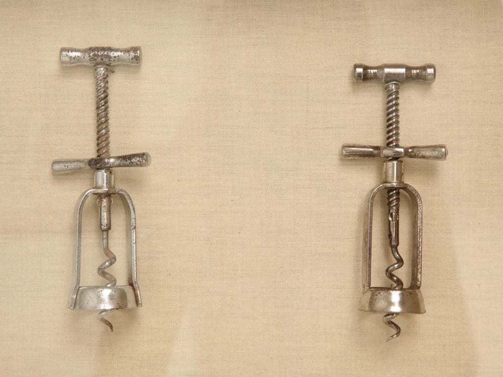 Set of 5 Framed Vintage Silver Metal Corkscrews at 1stDibs