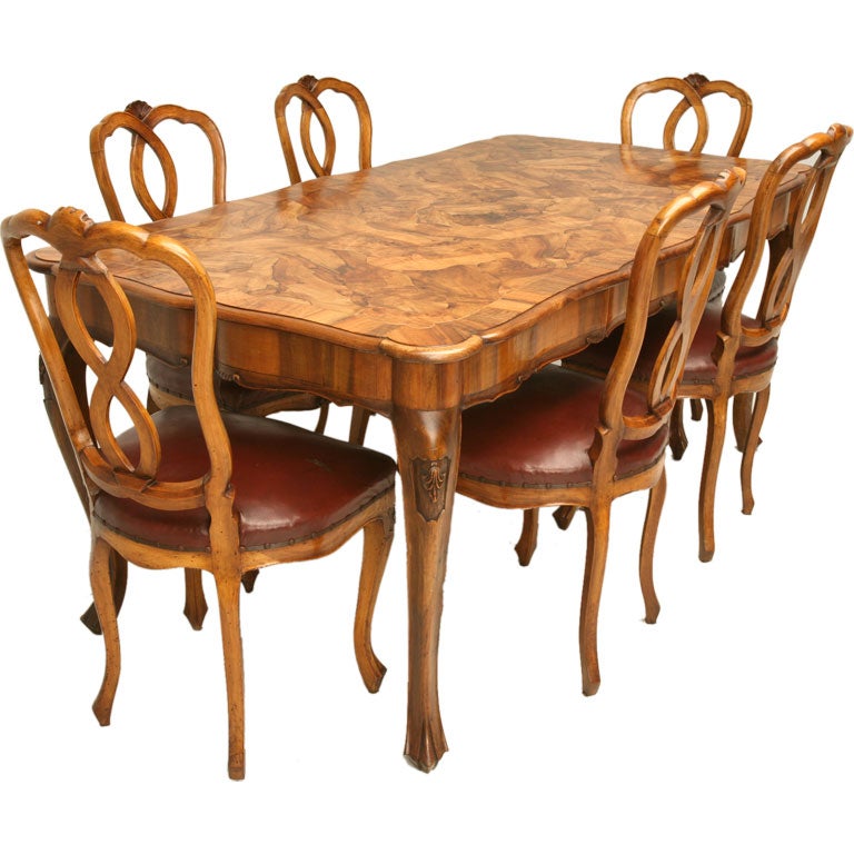 c.1890 HandCarved Italian Olive Wood Dining Set at 1stDibs
