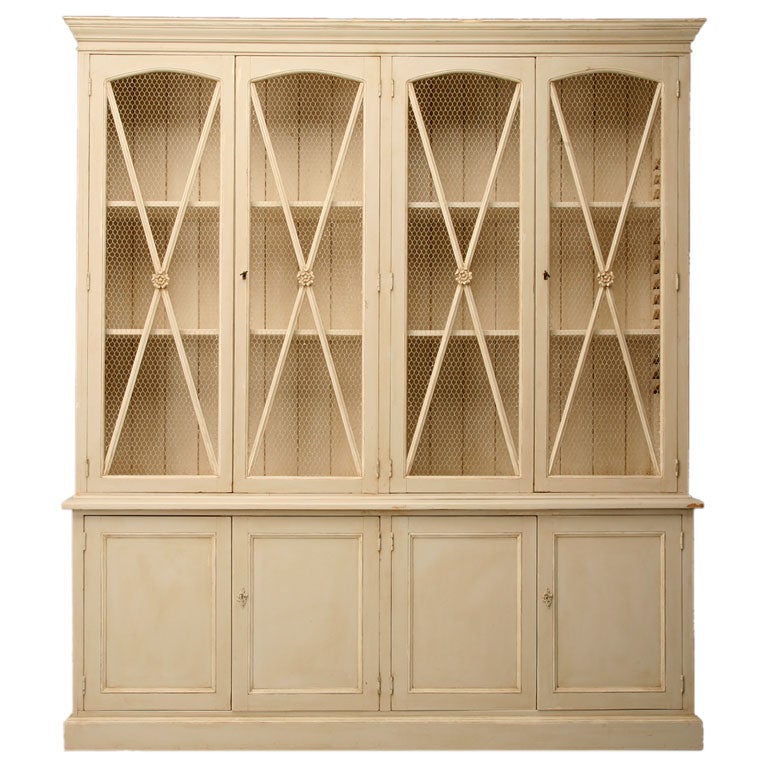 Directoire Style Painted China w/ Chicken Wire Doors at 1stDibs