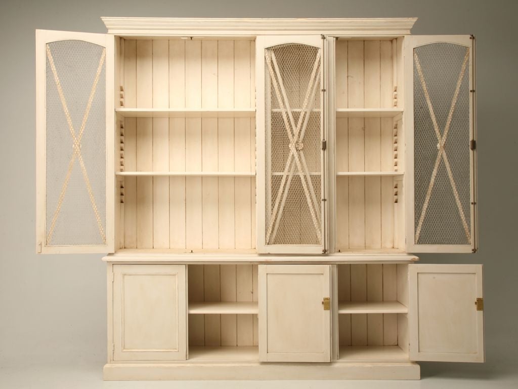 Directoire Style Painted China w/ Chicken Wire Doors at 1stDibs