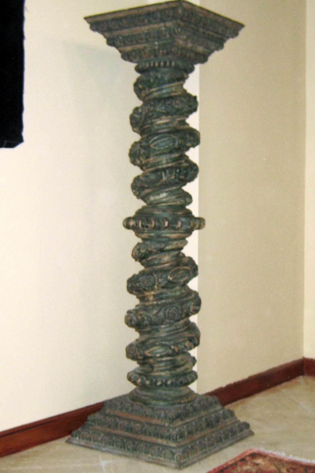 Pair of Large Carved Wood Pedestal Columns For Sale at 1stDibs wood