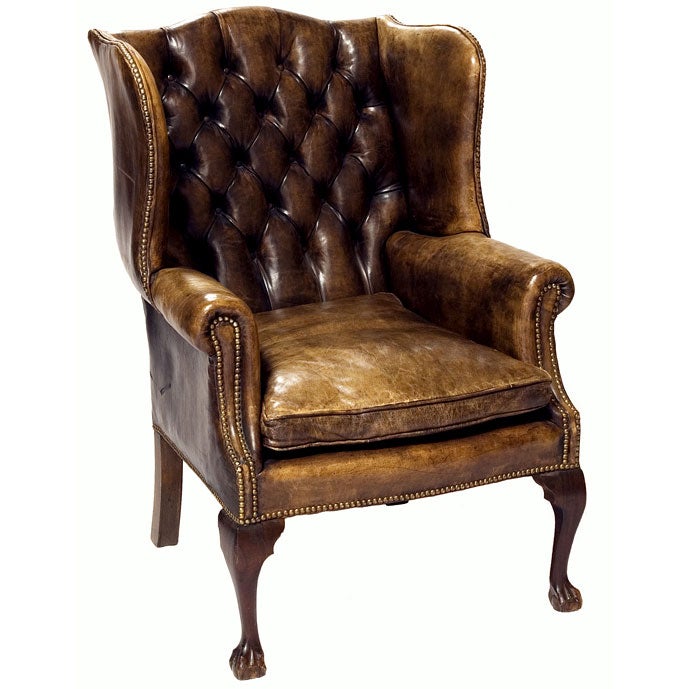 Edwardian Leather Wingback Armchair at 1stDibs